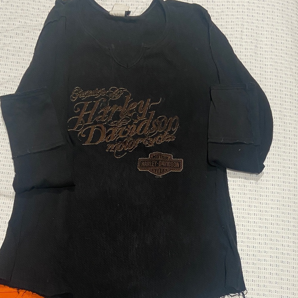 Harley-Davidson Black Shirt with Metallic Bronze Logo